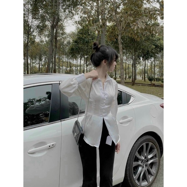 Aó Sơ Mi Kiểu Nút Bọc Nơ Sau Lưng TH104( VIDEO TỰ QUAY) | BigBuy360 - bigbuy360.vn