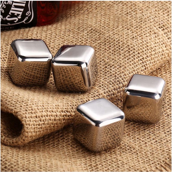 Đá viên giữ lạnh Amerigo, đá inox vĩnh cửu không tan hộp gỗ 8 viên sang trọng- Shop Viloet