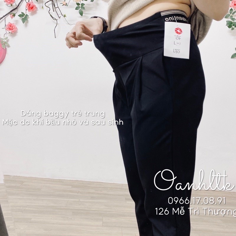 Quần bầu baggy TK chất tăm Thái cao cấp, đẹp thời trang ( có đầy đủ chun điều chỉnh và đáp bụng bầu)