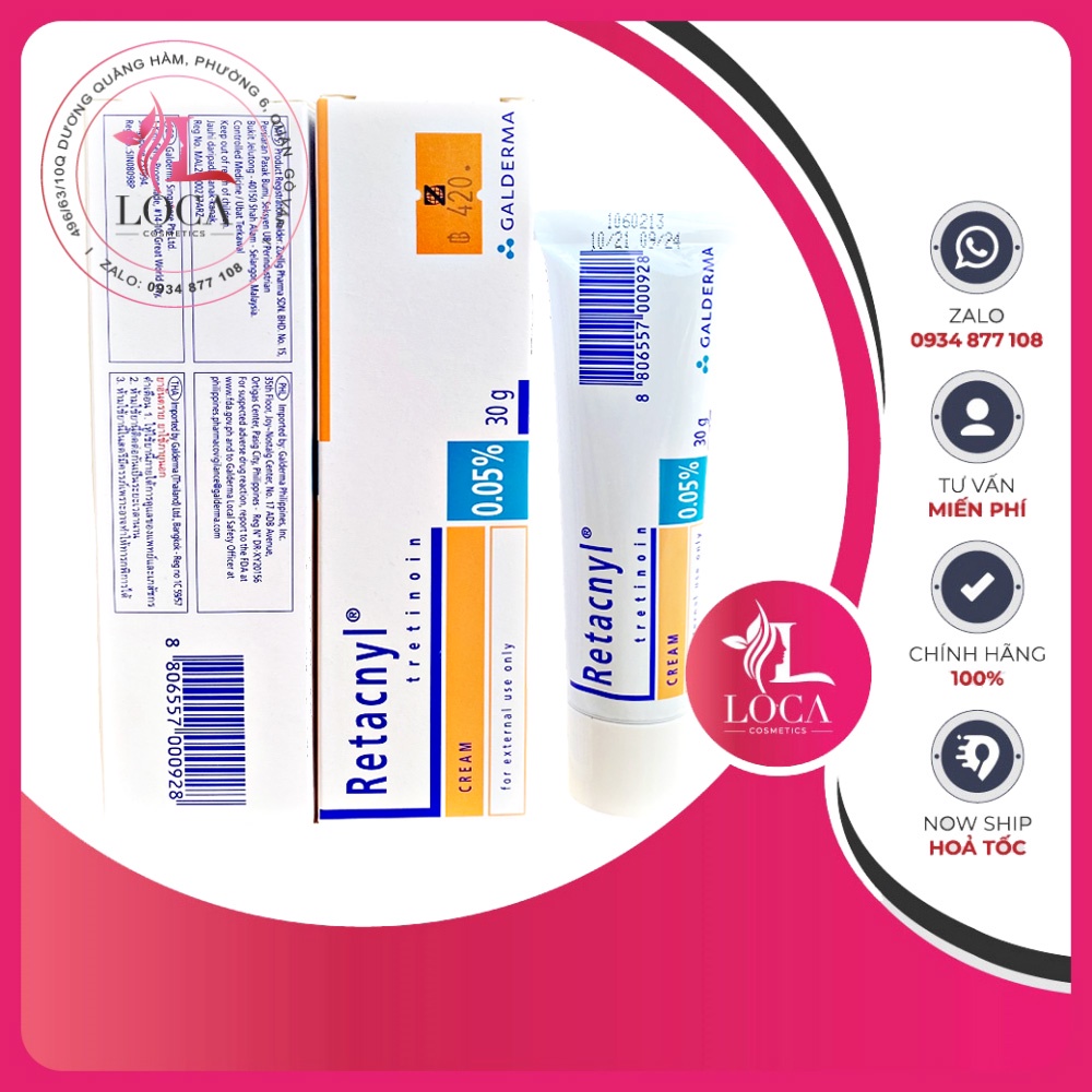 Tretinoin Retacnyl Cream 0,025%, 0.05% [30g- Auth]- Kem hỗ trợ giảm mụn trẻ hóa da