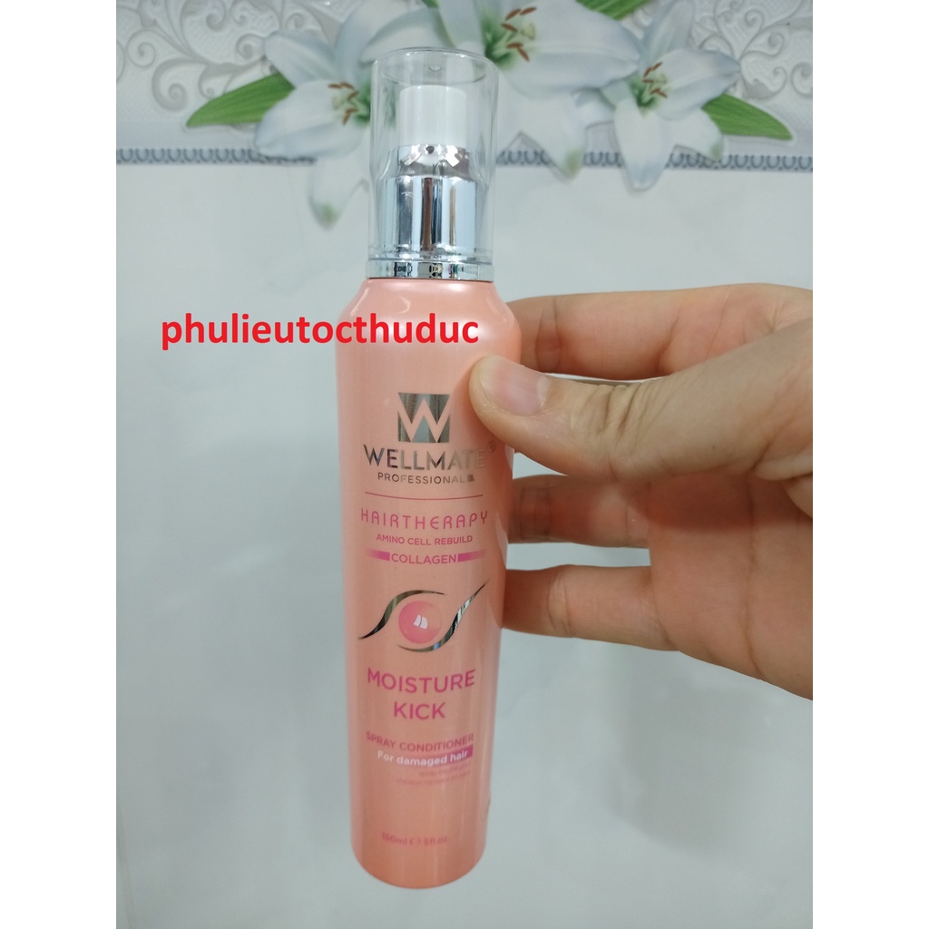 Xịt dưỡng tóc collagen chai hồng wellmate thể tích 150ml