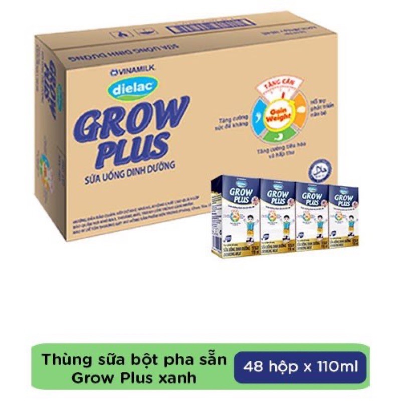 Thùng 48 hộp Sữa bột pha sẵn Dielac Grow Plus ( Xanh) 110ml - 180ml