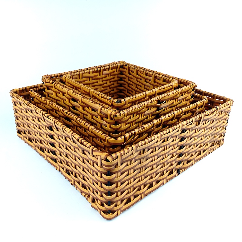 Khay Mây Nhựa Đan Vuông Đựng Trái Cây Hoa Quả Bánh Kẹo Quán Ăn Nhà Hàng Gia Đình Gọn Nhẹ Tiện Lợi - Mây Tre Trà My