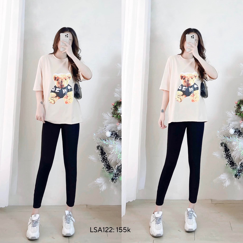 Mẹ và bé set mẹ và bé gái legging gấu vàng CHIBEST LSA123 LSA122