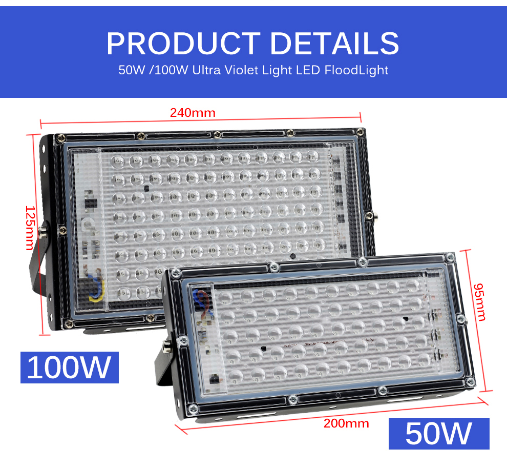 Đèn Led Uv 50w 100w 395nm 220v Trang Trí Tiệc