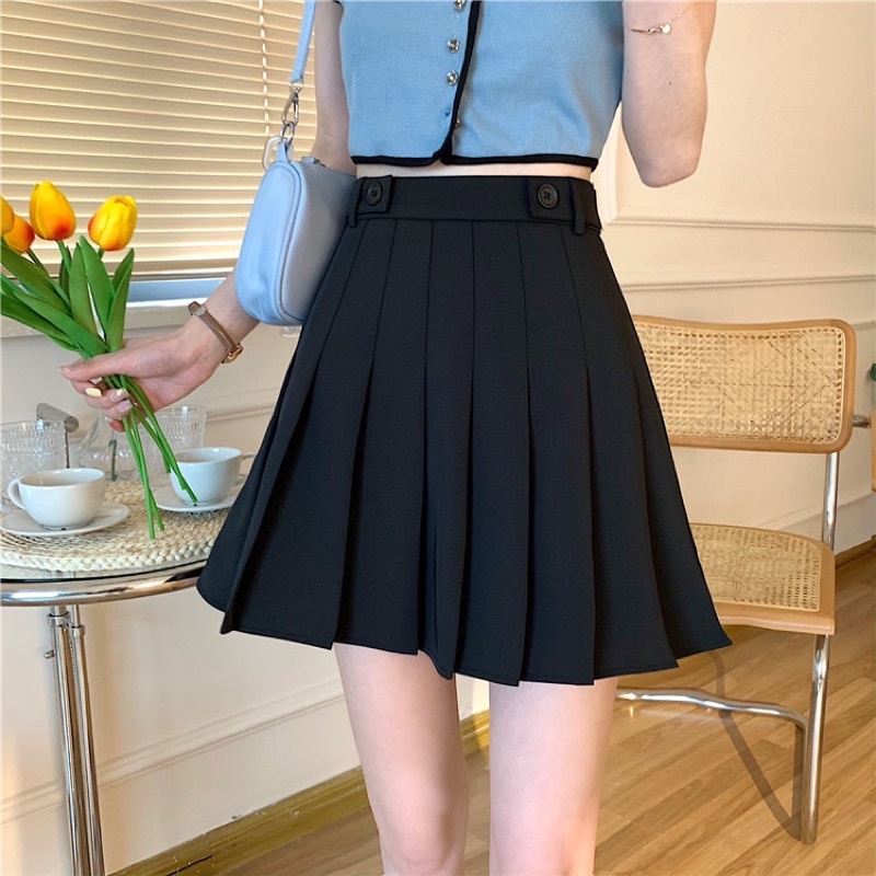 Chân váy nữ chữ a xếp li lưng cao đính cúc kiểu tennis mới gomtrend M280 | BigBuy360 - bigbuy360.vn