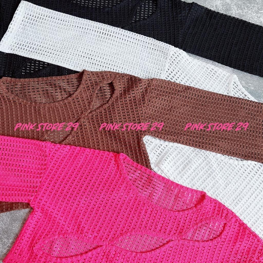 Áo croptop dệt kim tay dài PINKSTORE29 áo khoác ngoài sành điệu A5491