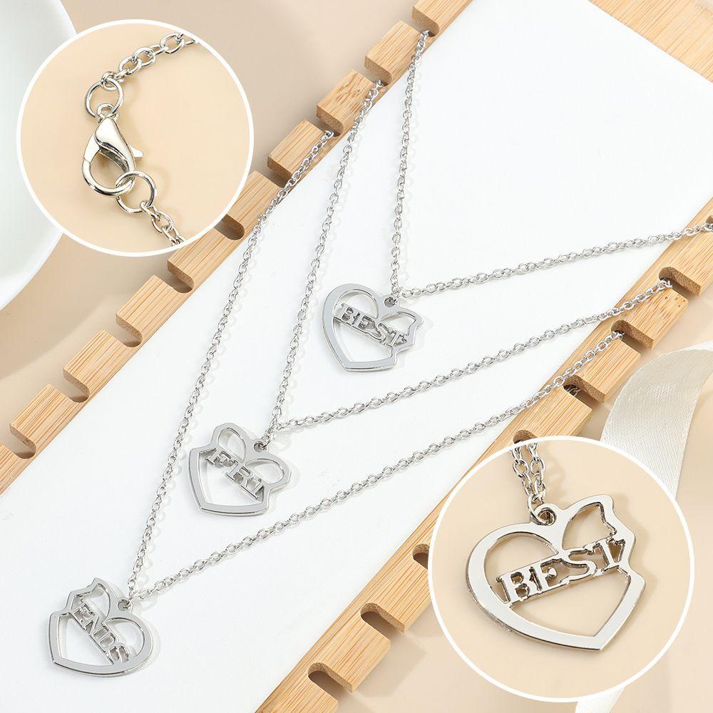 1 Bộ 3 Mặt Dây Chuyền Hình Trái Tim Thời Trang