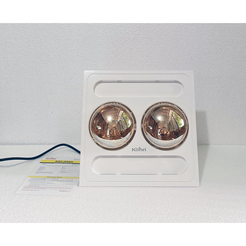 Đèn sưởi nhà tắm 2 bóng lắp đặt âm trần Kohn BK-03GR bảo hành 5 năm