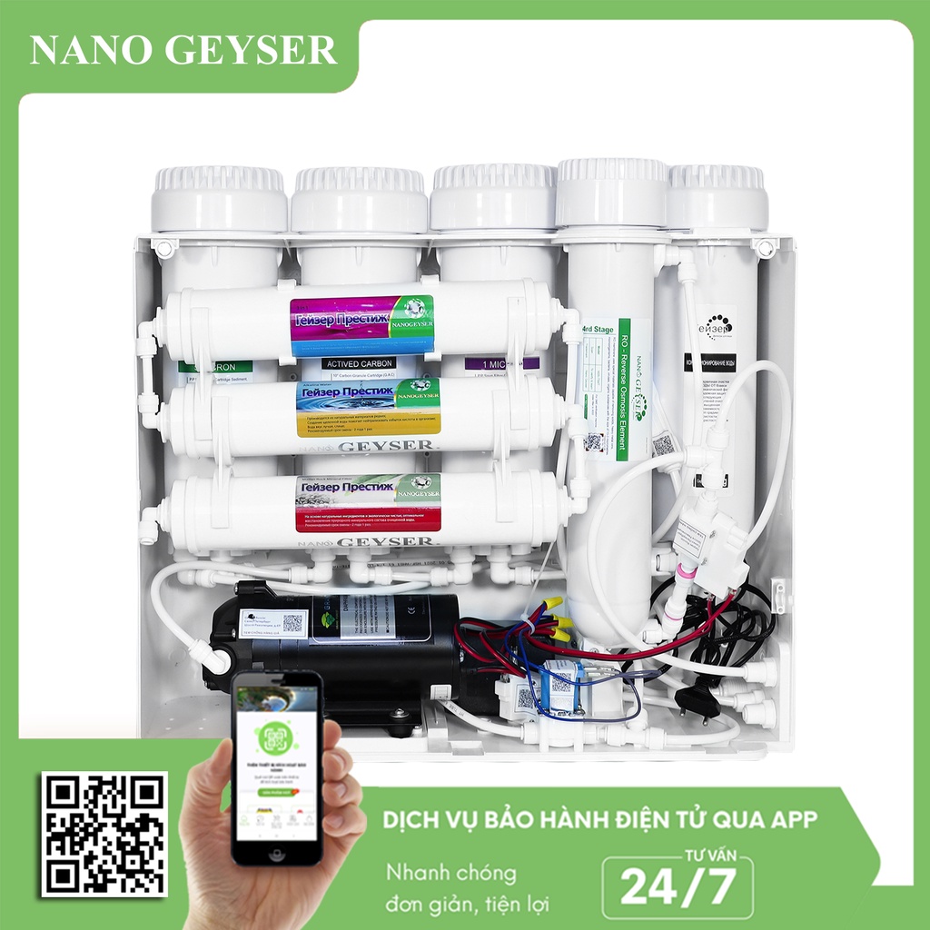 Máy lọc nước Nano Geyser RO ECO C8 - Hàng chính hãng bảo hành 5 năm, Nước đầu ra đạt chuẩn tinh khiết, Thiết kế nhỏ gọn