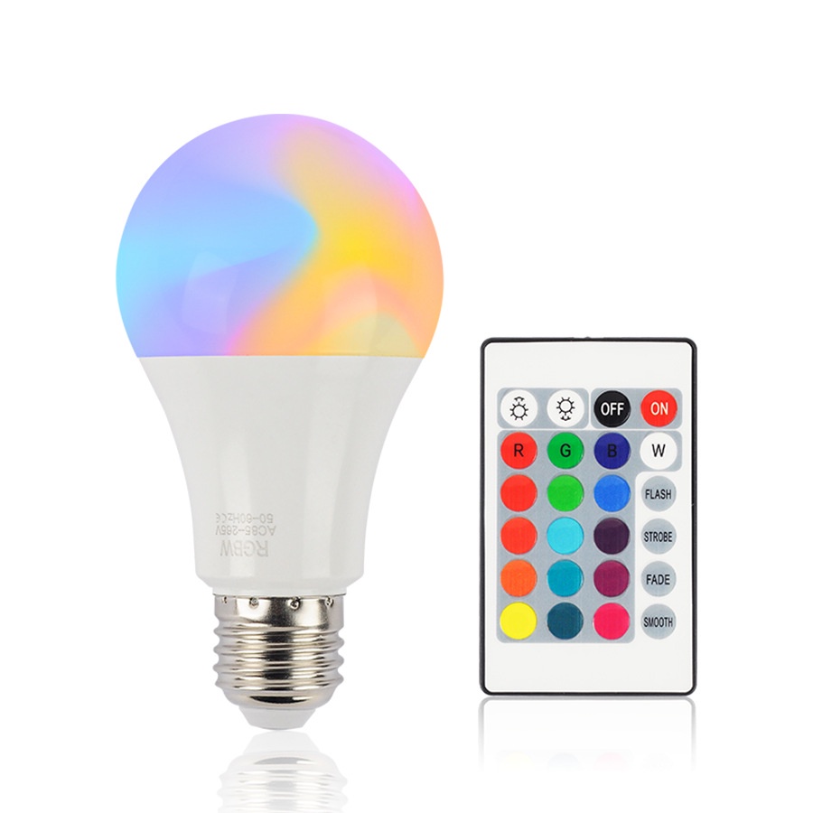 Bóng đèn LED RGB 16 triệu màu Có REMOTE công suất 9W dùng đui E27 ( HỢP DECOR PHÒNG NGỦ - KÈM ĐUÔI ĐÈN )