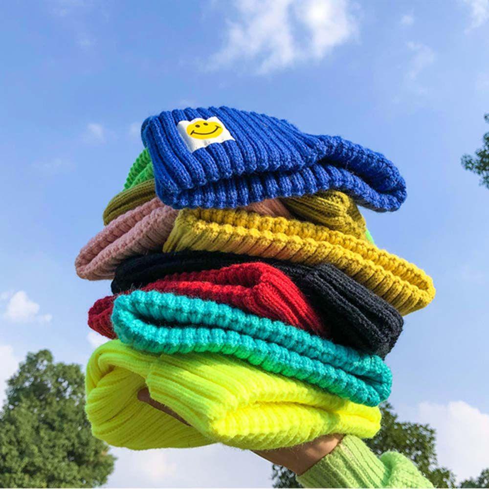 Mũ Len Beanie Họa Tiết Mặt Cười Phong Cách Hàn Quốc Cho Cặp Đôi