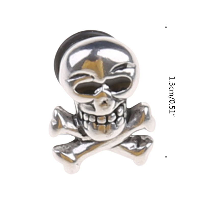 Bông Tai Hình Đầu Lâu Bằng Thép Titan Phong Cách Retro