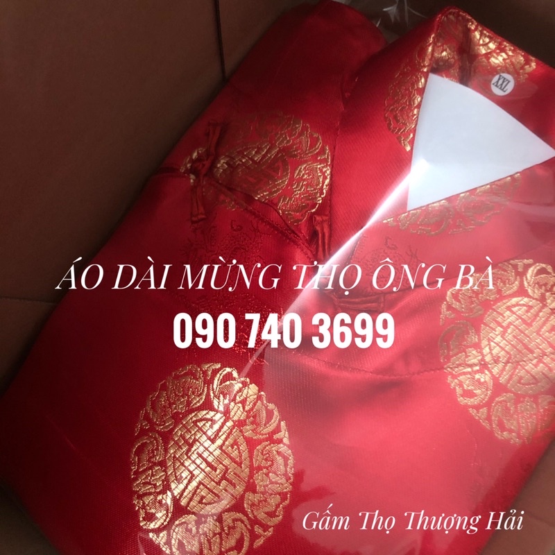 Áo Dài Mừng Thọ Ông Bà Gấm Thọ Thượng Hải