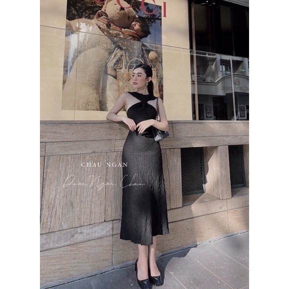 Váy cổ yếm chất xốp đũi 4 màu thời trang hàn quốc | BigBuy360 - bigbuy360.vn