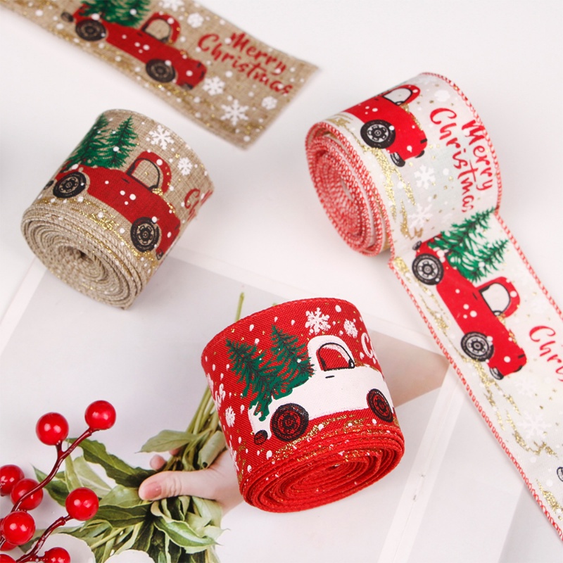 Cuộn Dây Ruy Băng Họa Tiết Bông Tuyết 5M Trang Trí Cây Thông Noel