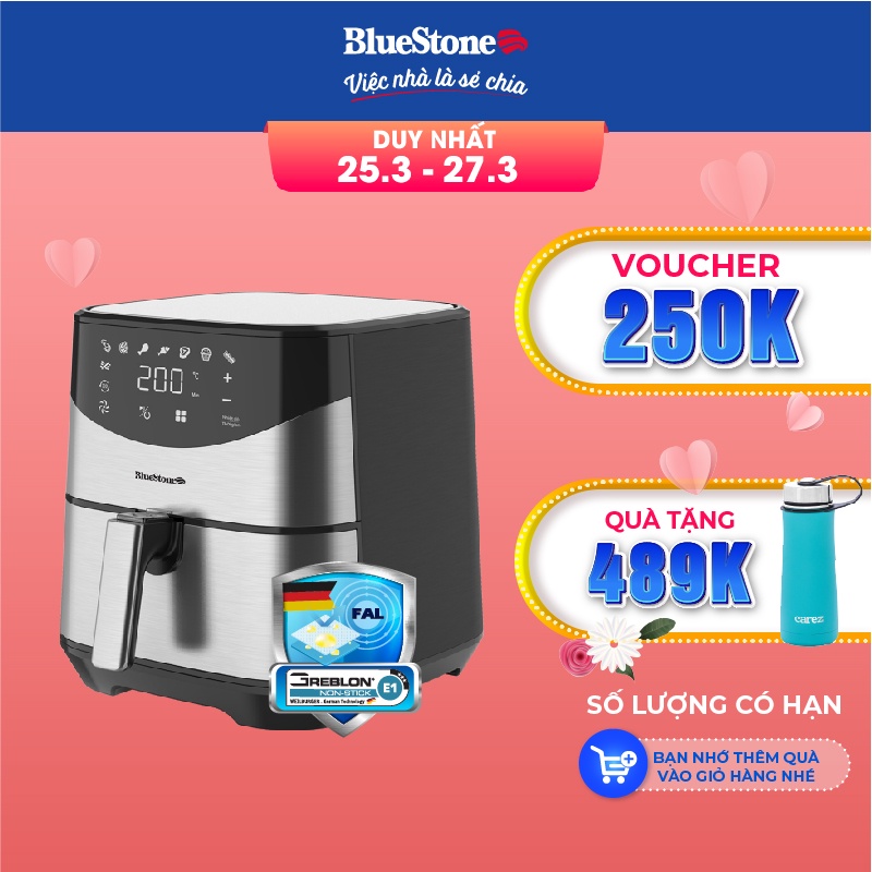 [Mã ELHADEV giảm 4% đơn 300K] Nồi chiên không dầu điện tử 5.5L BlueStone AFB-5880