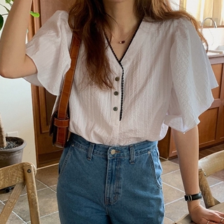 Áo kiểu nữ - áo sơ mi tay loe ulzzang Hàn Quốc