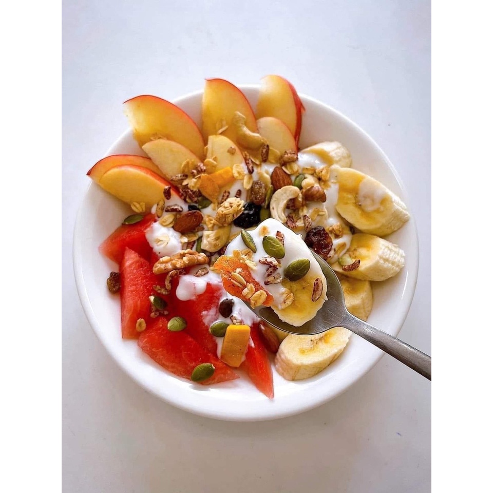 Ngũ Cốc Granola Ít Yến Mạch Không Đường Vị Nguyên Bản Hộp 500g