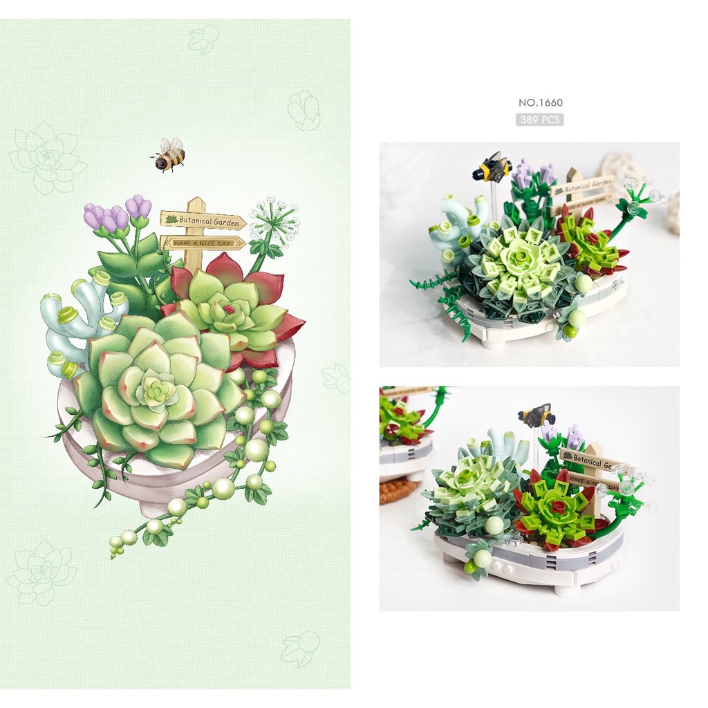 Đồ chơi lắp ráp khối xây dựng hoa hãng LOZ cây Sen đá