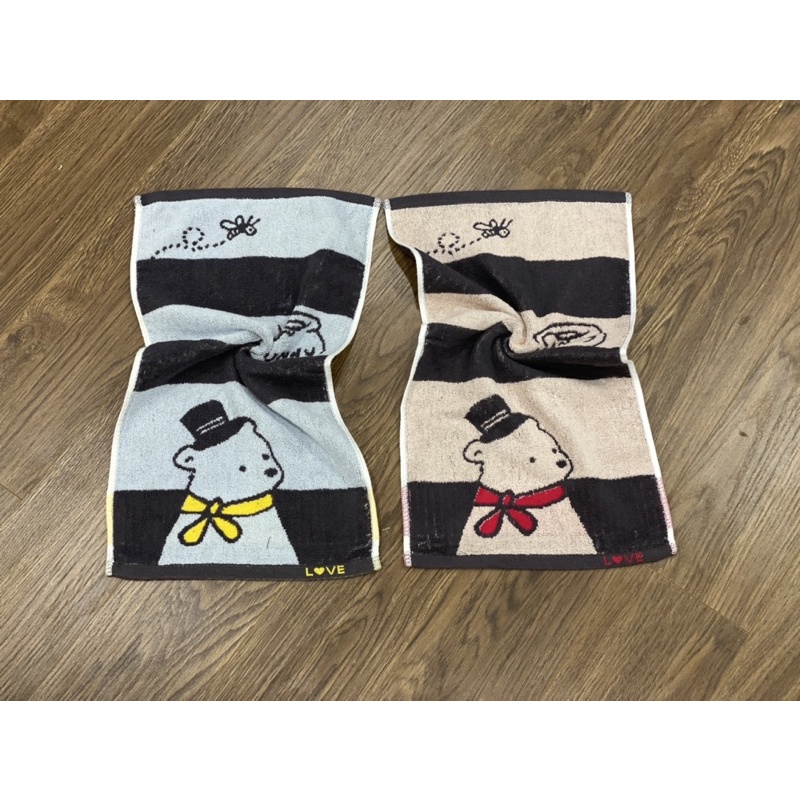 Set 2 khăn mặt cotton 25x50cm hình gấu
