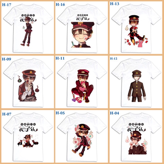 Áo hanako jibaku shounen hânko-kun nhiều mẫu ngẫu nhiên ảnh in trực tiếp vào vải