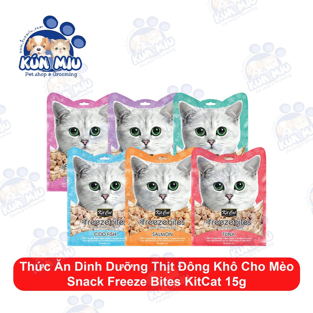  Thức ăn dinh dưỡng thịt đông khô cho mèo Snack Freeze Bites KitCat 15g