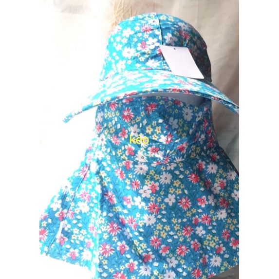Mũ Nón chống nắng vành rộng kèm khẩu trang Hùng Tiến, họa tiết bông Chất vải Cotton Nón khóa kéo và dán 3 vị trí rất bền