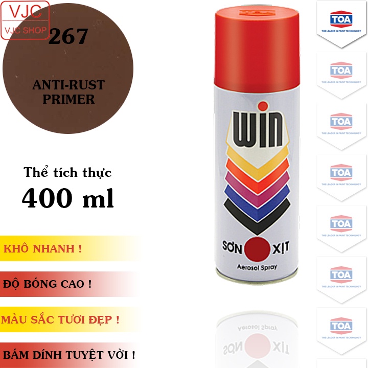 Chai sơn xịt sơn chống rỉ xe máy cao cấp ATM / WIN màu đỏ A267 / 267 dung tích 400 ml