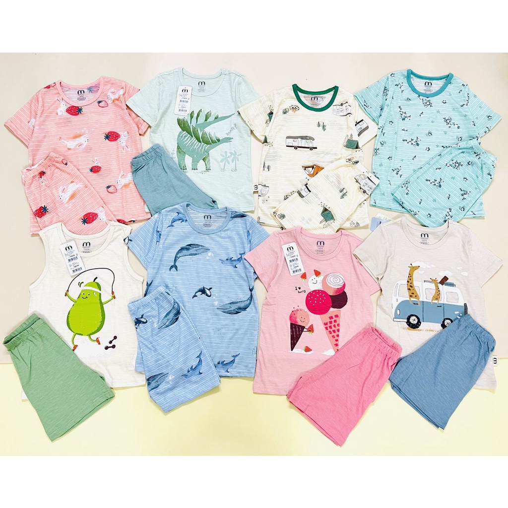 Bộ hè cotton tre organic xuất Hàn cho bé (link1)