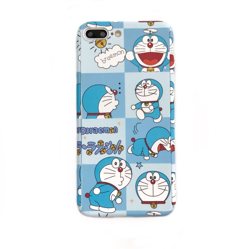 Ốp điện thoại kính cường lực cứng bảo vệ toàn diện 360 độ in hình Doraemon thời trang cho iPhone 12mini 11 12 Pro Max XS XR X 5 5S 6 6S 7 8 Plus
