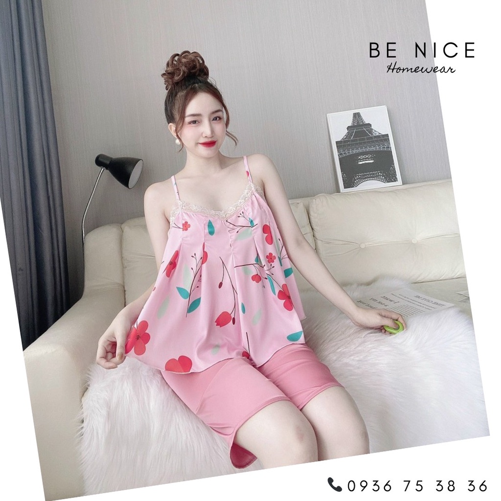 Bộ mặc nhà lửng xếp ly phối ren với nhiều họa tiết cho nàng nhà Be Nice Homewear