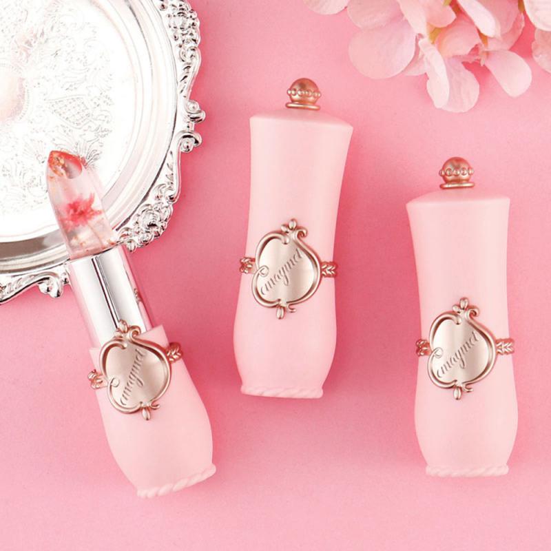 1Pc Crystal Jelly Lip Balm Son môi Nhiệt độ màu hoa Thay đổi màu son Son dưỡng bóng Son dưỡng ẩm lâu dài trong suốt