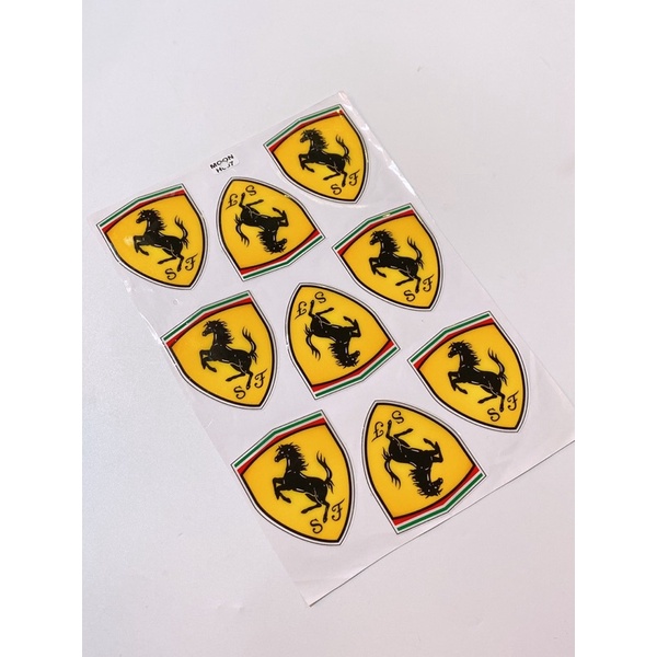 Decal tem dập nổi hình ngựa vàng Ferrari size lớn cao cấp dán xe máy, ô tô, mũ bảo hiểm chống thấm nước, chống bay màu