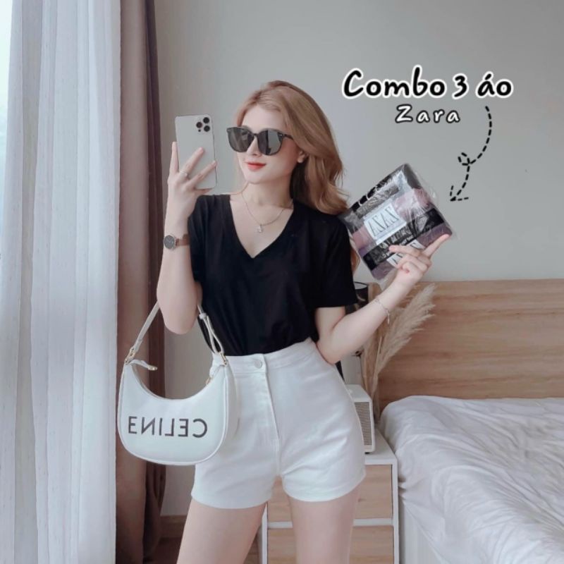 Áo thun cổ tim phôm chuẩn đủ màu