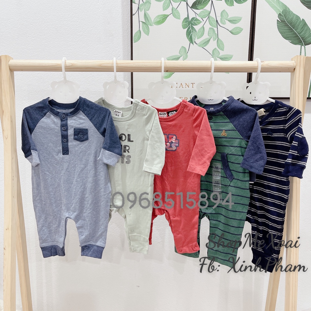 [Chọn mẫu 4][Size 0-3M] Bodysleep cotton, bodysuit cotton cho bé trai, bé gái hàng xuất dư