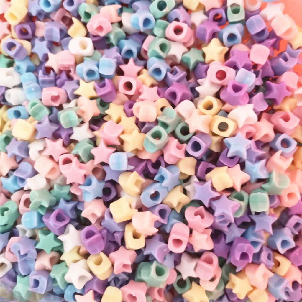 Set 100 Hạt Xâu Chuỗi Bằng Nhựa acrylic 10mm Màu Đen / Trắng Kích Thước 3-3.5mm y1417