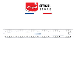 Thước Trắng Cứng Esstentials Maped - Có Cán Cầm, Dễ Sử Dụng, Thương Hiệu Pháp [Chính Hãng}