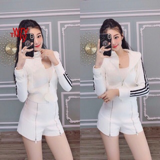 Áo khoác da cá lửng 3 sọc