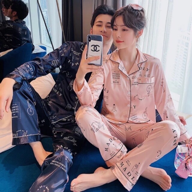 Bộ đồ ngủ lụa cao cấp nam nữ đồ đôi cặp