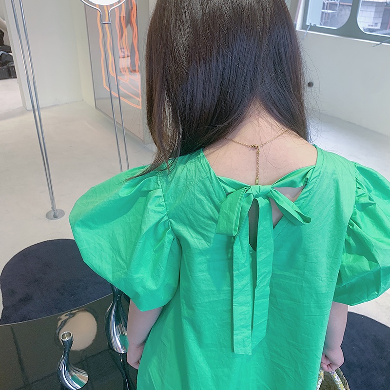 Đầm Tay Phồng Ngắn Phong Cách Hàn Quốc Thời Trang Mùa Hè Xinh Xắn Cho Bé Gái