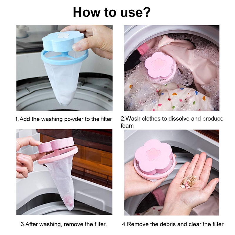 Túi lưới gom xơ vải hình bông hoa cho máy giặt tiện dụng