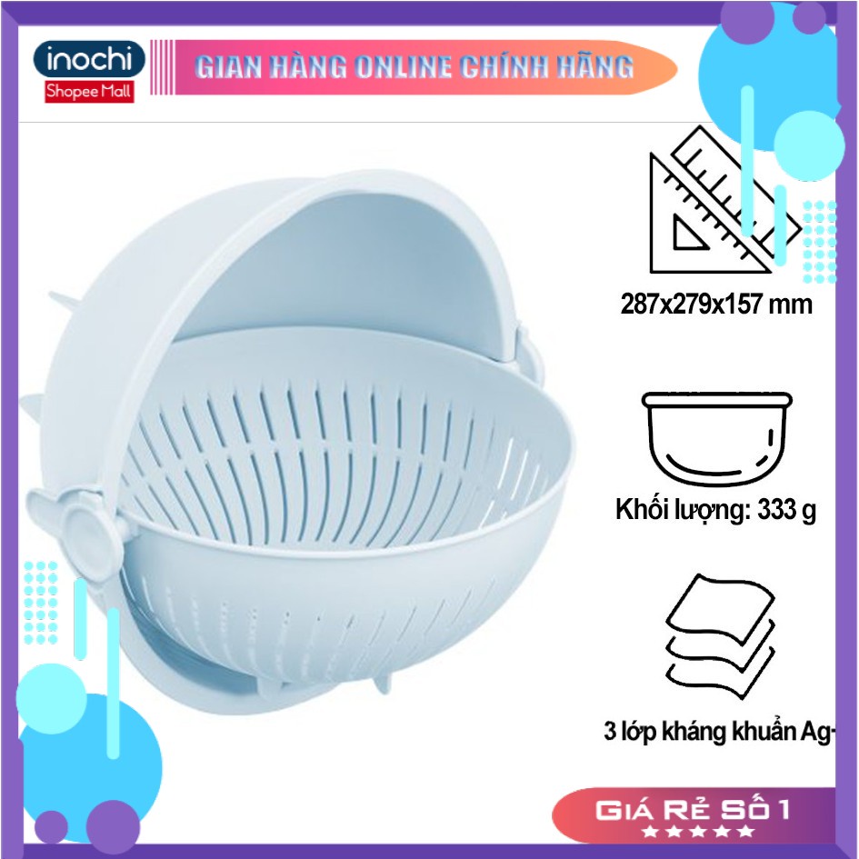 Bộ thau rổ xoay 28cm cao cấp hàng inochi chính hãng Nhật Bản loại thau rổ ghép thông minh an toàn, tiện lợi bảo quản thự