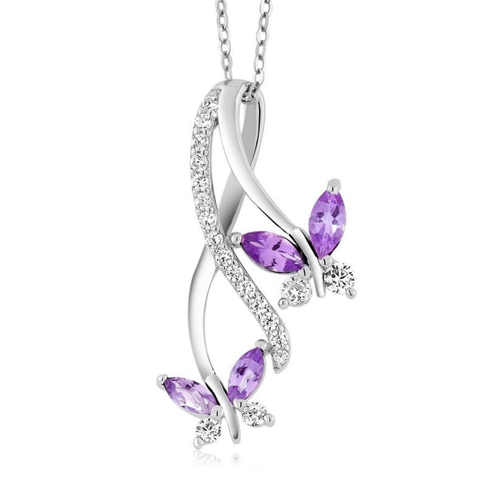 Vòng cổ Mặt Hình Bướm Đính Đá Zircon Đơn Giản Thời Trang Cho Nữ