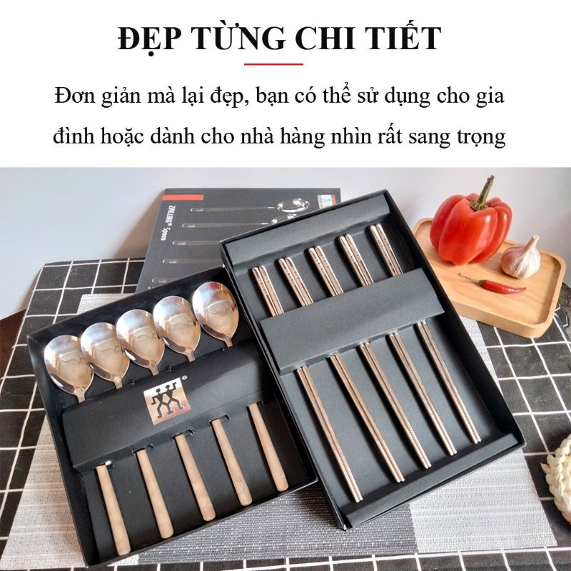Thìa, muỗng inox 304 cao cấp chính hãng - Zwilling - thương hiệu Đức - hộp 5 chiếc