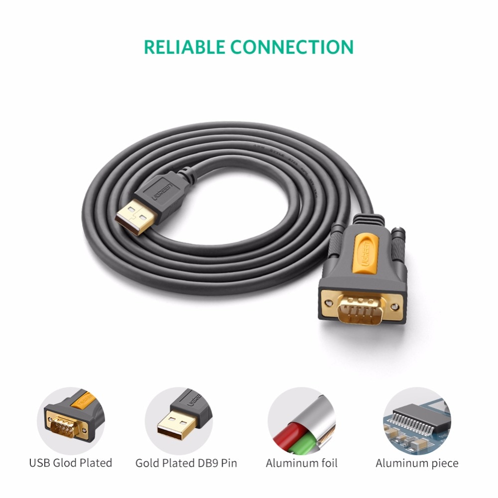 Ugreen Cáp Chuyển Đổi USB Sang RS232 COM Port Serial PDA 9 DB9 Pin Cho Windows 7 8.1 XP Vista Mac OS USB RS232 COM