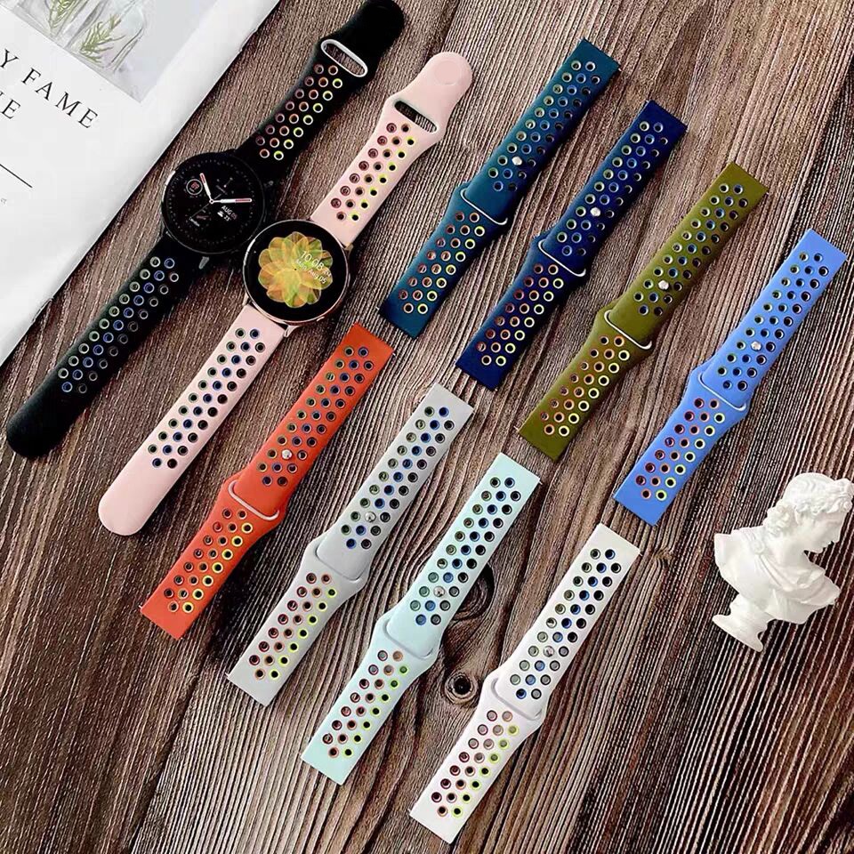 Dây đeo silicon mềm đầu cong thể thao cổ điển thay thế cho Samsung Galaxy Watch 4 Classic 46mm 42mm/Watch 4 44mm 42mm