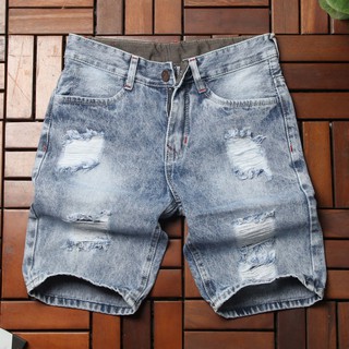 Quần short jean nam xám đậm rách GN416 Gấu Nâu