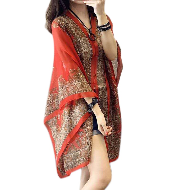 Xiangbao Khăn Choàng Cardigan Vải Voan Cỡ Lớn Thanh Lịch Mát Mẻ Cho Nữ Đi Biển Mùa Hè