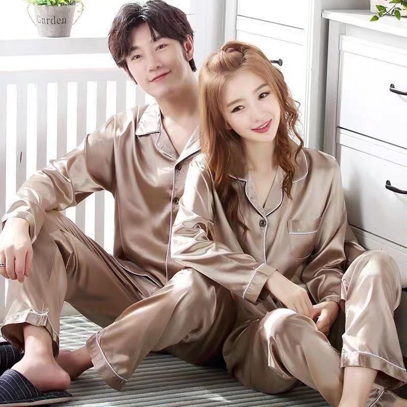đồ ngủ pyjama đôi nữ vải lụa dài tay mùa xuân và mùa thu quần dài hai mảnh đồ ngủ rộng rãi cho nam dịch vụ tại nhà XL | BigBuy360 - bigbuy360.vn